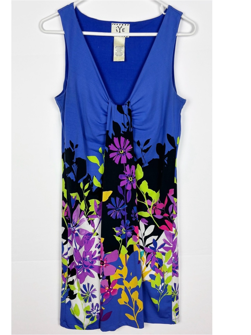 IXE Dress Size 4 Blue Floral Sheath V Neck Sleeveless